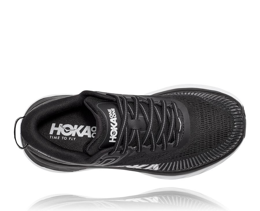 Running Shoes Womens - Hoka One One Bondi 7 - Black/White - AGQYHCL-45